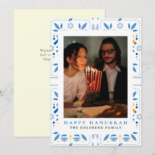 Cartes Pour Fêtes Annuelles Elégant bleu Happy Hanoukka Family 1 Photo