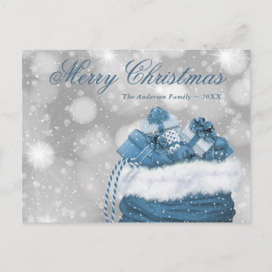 Cartes Pour Fêtes Annuelles Elégant bleu Joyeux Noël Neige présente