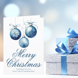 Cartes Pour Fêtes Annuelles Élégant Bleu Joyeux Noël Ornements Affaires