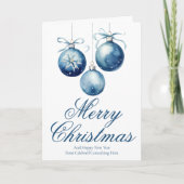Cartes Pour Fêtes Annuelles Élégant Bleu Joyeux Noël Ornements Affaires (Devant)