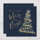 Cartes Pour Fêtes Annuelles Elégant Bleu Merry Or et brillant non photo Holi (Devant / Derrière)