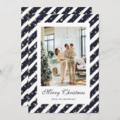 Cartes Pour Fêtes Annuelles Elégant bleu moderne photo Bleu Joyeux Noël (Devant / Derrière)