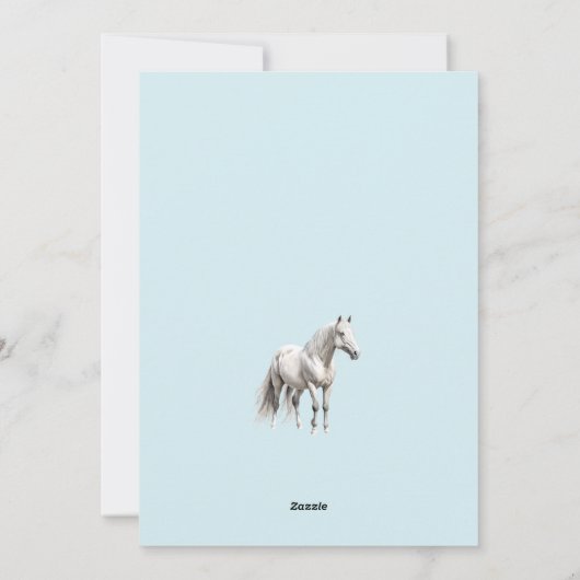 Cartes Pour Fêtes Annuelles Élégant bleu Noël blanc cheval équestre (Dos)