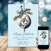 Cartes Pour Fêtes Annuelles Élégant bleu Noël blanc cheval équestre