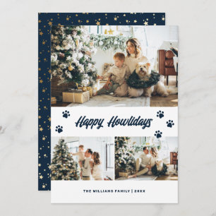 Cartes Pour Fêtes Annuelles Elégant Blue Gold Happy Howlidays Photo