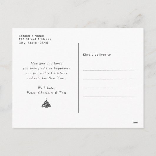 Cartes Pour Fêtes Annuelles Elégant Blue Gold Holly Père Noël Joyeux Noël (Dos)