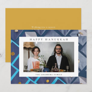 Cartes Pour Fêtes Annuelles Elegant Blue Joyeux Hanukkah Famille 1 Photo