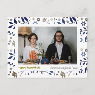 Cartes Pour Fêtes Annuelles Elegant Blue Joyeux Hanukkah Famille 1 Photo
