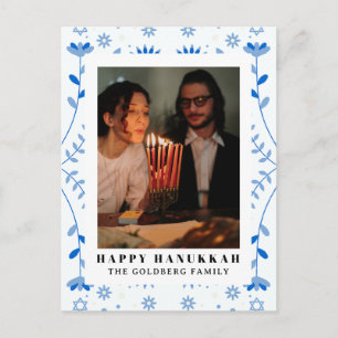 Cartes Pour Fêtes Annuelles Elegant Blue Joyeux Hanukkah Famille 1 Photo