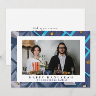 Cartes Pour Fêtes Annuelles Elegant Blue Joyeux Hanukkah Famille 1 Photo