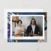 Cartes Pour Fêtes Annuelles Elegant Blue Joyeux Hanukkah Famille 1 Photo (Devant / Derrière)