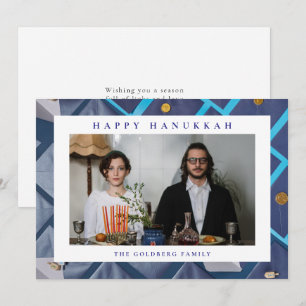 Cartes Pour Fêtes Annuelles Elegant Blue Joyeux Hanukkah Famille 1 Photo