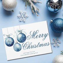 Elegant Blue Joyeux Noël Ornaming Company