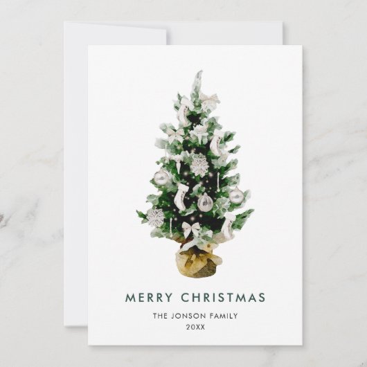 Cartes Pour Fêtes Annuelles Elégant Bohème Noël Pine Tree Salutation (Devant)