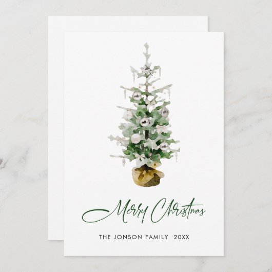 Cartes Pour Fêtes Annuelles Elégant Bohème Noël Pine Tree Salutation (Devant / Derrière)