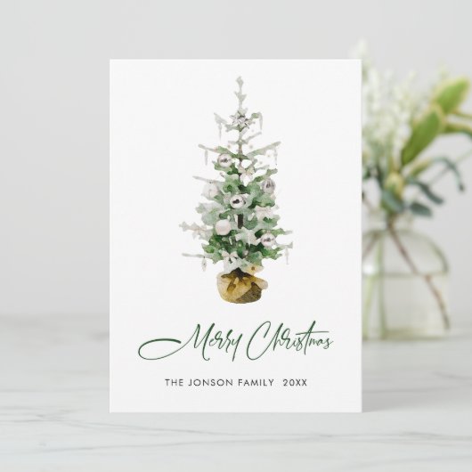 Cartes Pour Fêtes Annuelles Elégant Bohème Noël Pine Tree Salutation (Debout devant)