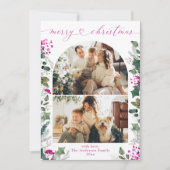 Cartes Pour Fêtes Annuelles Élégant Boho rose 2 Arche photo Noël (Devant)