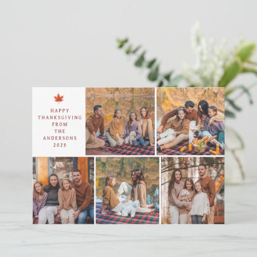 Cartes Pour Fêtes Annuelles Elégant Bon thanksgiving moderne Automne 5 Photo (Debout devant)