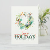 Cartes Pour Fêtes Annuelles Elegant Botanical Merry Christmas Greenery  (Debout devant)