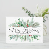 Cartes Pour Fêtes Annuelles Élégant botanique Joyeux Noël vert (Debout devant)