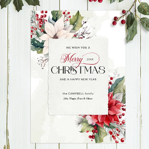 Cartes Pour Fêtes Annuelles Élégant Botanique Noël Non-Photo