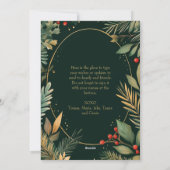 Cartes Pour Fêtes Annuelles Élégant Botanique Vert Gold Foliage Xmas Photo (Dos)
