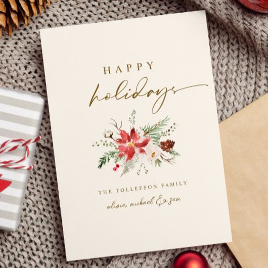 Cartes Pour Fêtes Annuelles Elégant Bouquet de Noël Boho Delicate
