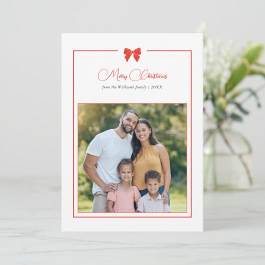 Cartes Pour Fêtes Annuelles Elegant Bow Joyeux Noël (Debout devant)