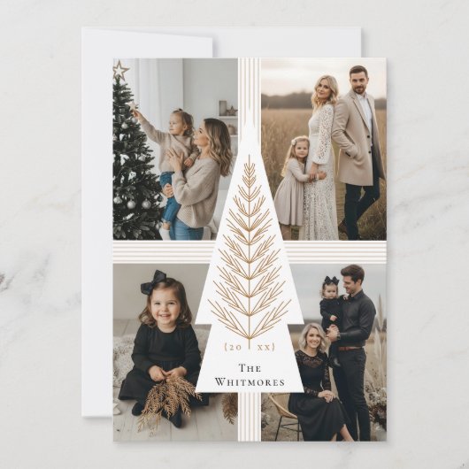 Cartes Pour Fêtes Annuelles Elegant Bow Présent À feuillage persistant Tree Ph (Devant)