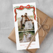 Cartes Pour Fêtes Annuelles Elégant Bow rouge avec verdure 2 Photo Noël