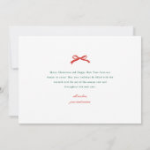 Cartes Pour Fêtes Annuelles Elégant Bow rouge avec verdure Photo Noël (Dos)