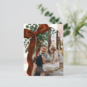 Cartes Pour Fêtes Annuelles Elegant Bow Rustic Gingham Merry Christmas Photo  (Debout devant)