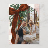 Cartes Pour Fêtes Annuelles Elegant Bow Rustic Gingham Merry Christmas Photo  (Devant)