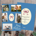 Cartes Pour Fêtes Annuelles Elegant Bow Steel Blue Christmas Photo Collage<br><div class="desc">Le design comprend une mise en page personnalisable pour vos photos de famille, mise en évidence par une illustration centrale de l'arc festif. Le bleu acier à la crème vintage apporte une touche intemporelle, ce qui le rend parfait pour envoyer des voeux de vacances chaleureux à la famille et aux...</div>