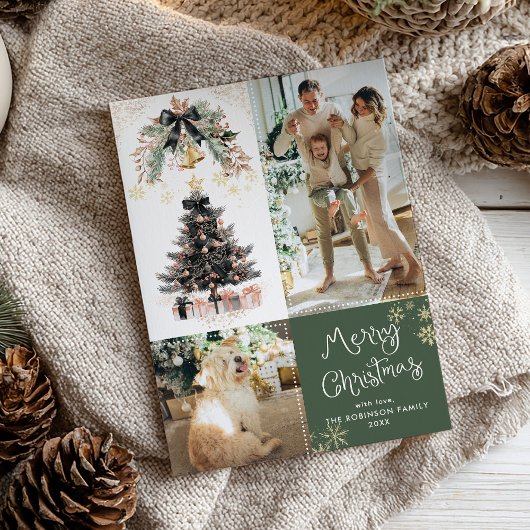 Cartes Pour Fêtes Annuelles Élégant Bow Tree Noir Joyeux Noël 2 Photo