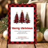 Cartes Pour Fêtes Annuelles Elegant Buffalo Check Christmas Trees Card