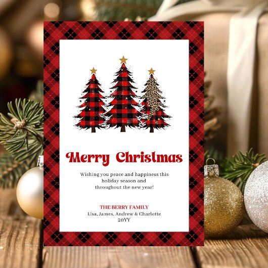 Cartes Pour Fêtes Annuelles Elegant Buffalo Check Christmas Trees Card