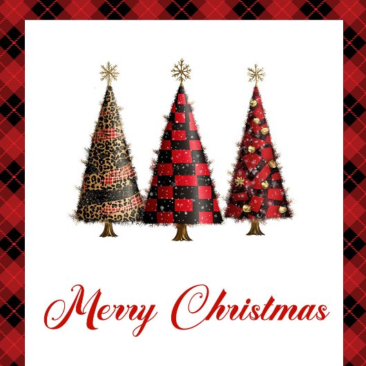 Cartes Pour Fêtes Annuelles Elegant Buffalo Plaid Christmas Tree Leopard Card