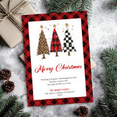 Cartes Pour Fêtes Annuelles Elegant Buffalo Plaid Christmas Tree Leopard Card