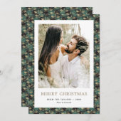 Cartes Pour Fêtes Annuelles Élégant Buffle vert Plaid Holly Photo Noël (Devant / Derrière)