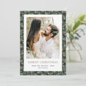 Cartes Pour Fêtes Annuelles Élégant Buffle vert Plaid Holly Photo Noël (Debout devant)