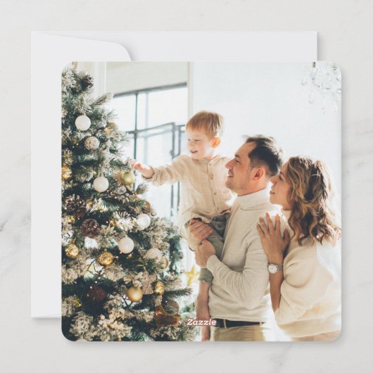 Cartes Pour Fêtes Annuelles Élégant Buffle vert Plaid Photo Neige (Dos)