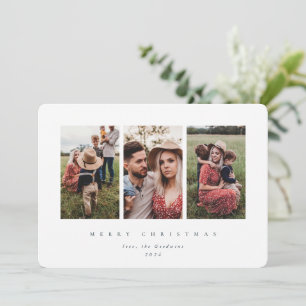 Cartes Pour Fêtes Annuelles Elégant cadre blanc minimaliste triple photo