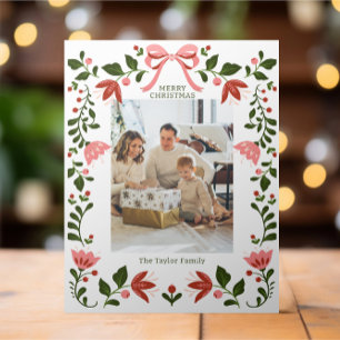 Cartes Pour Fêtes Annuelles Elégant cadre floral photo de Noël