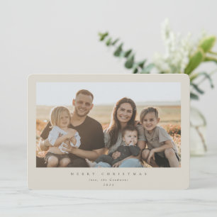 Cartes Pour Fêtes Annuelles Élégant Cadre minimal Beige Photo simple