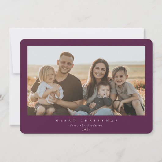 Cartes Pour Fêtes Annuelles Elégant cadre minimal bordeaux simple photo (Devant)