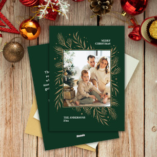 Cartes Pour Fêtes Annuelles Elégant cadre or Noël message photo personnalisé