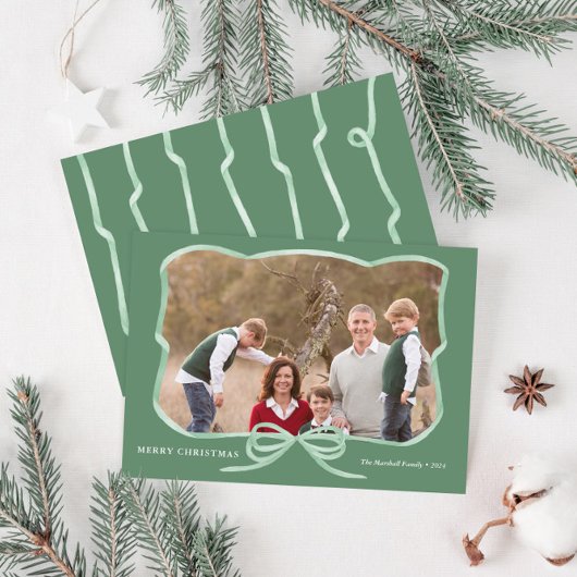 Cartes Pour Fêtes Annuelles Elégant cadre photo Sage Bow Joyeux Noël