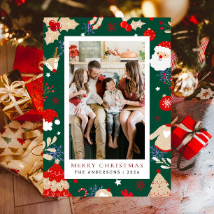 Cartes Pour Fêtes Annuelles Elégant cadre simple Famille de Noël 1 Photo