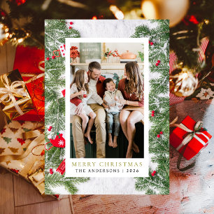 Cartes Pour Fêtes Annuelles Elégant cadre simple Famille de Noël 1 Photo